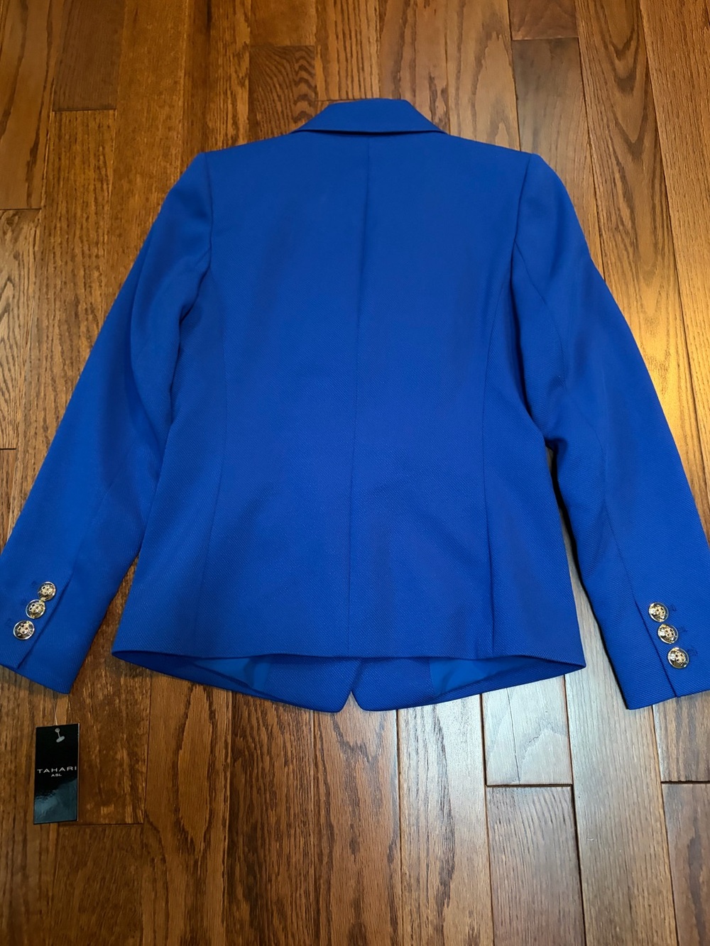 Tahari ASL Cobalt Blue Double-Breasted Blazer with Gold Buttons Size 4 - Picture 2 of 8